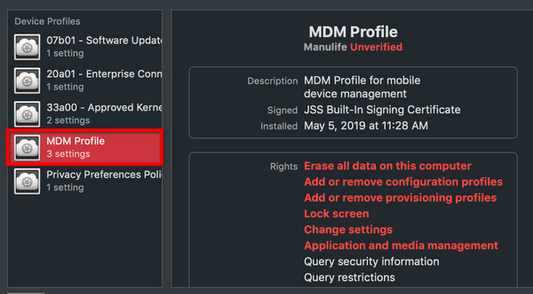 Fjern Jamf MDM Profile Mac