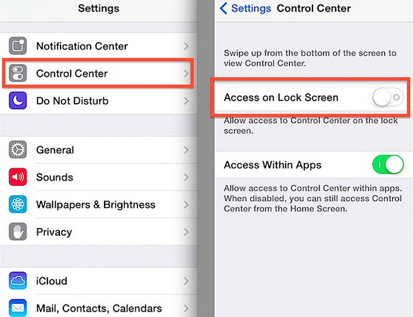 Tilgang på låseskjerm iOS