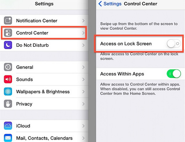 Access At Lock Screen iOS