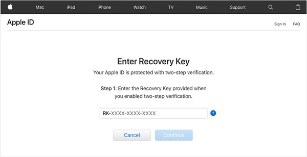 Apple ID låst gjenopprettingsnøkkel