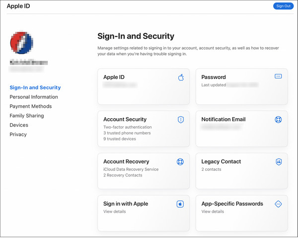 Главная страница AppleID