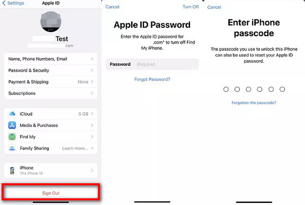 iPhoneのパスコードを入力する Apple IDを削除する