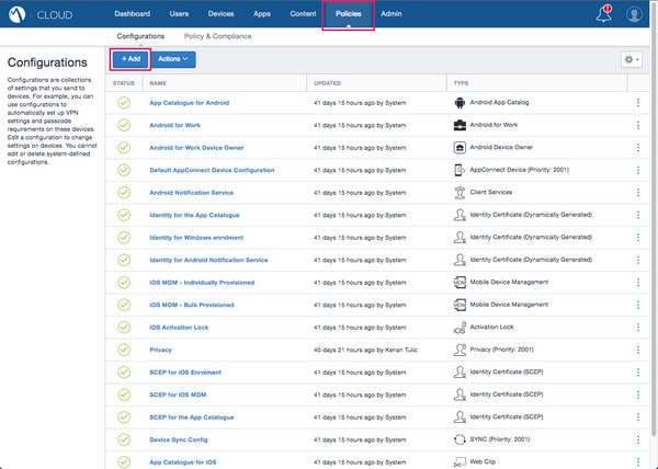 Interface MDM Ivanti Mobileron