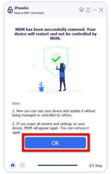 Remover botão OK do MDM