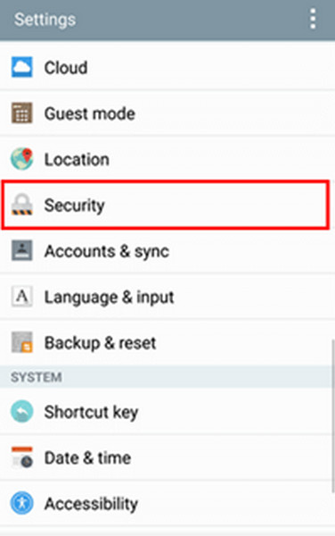 Settings Security