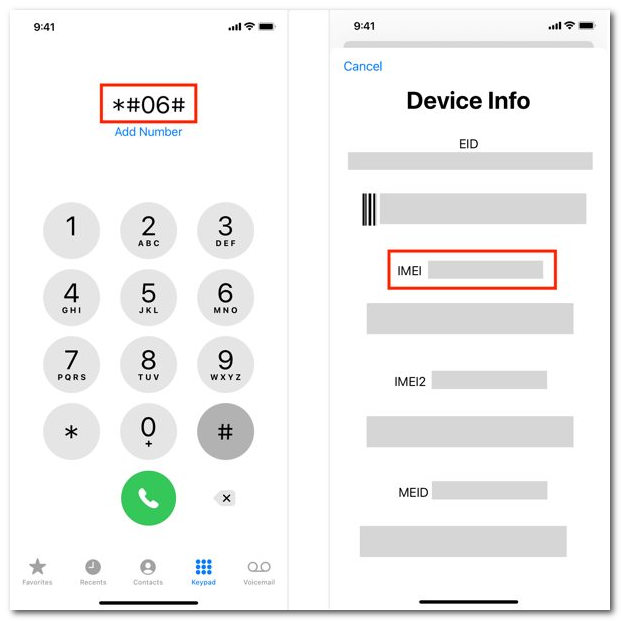 IMEI du téléphone IOS