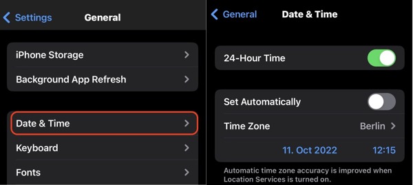Pengaturan iOS Tanggal dan Waktu