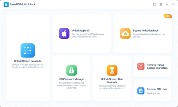 Mobiunlock hovedgrensesnitt