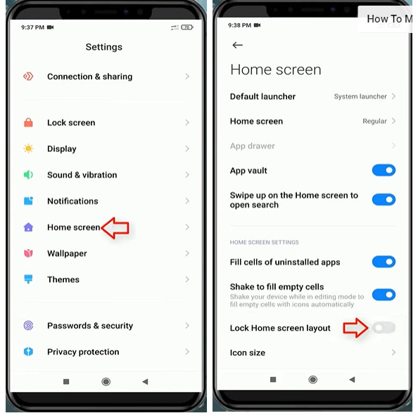 Redmiのホーム画面のロックを解除する