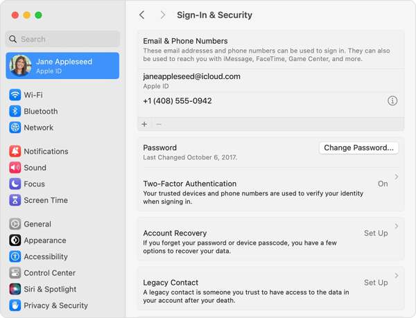 更改AppleID密码Mac
