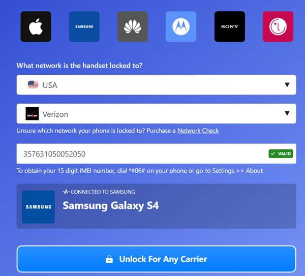 Enter IMEI