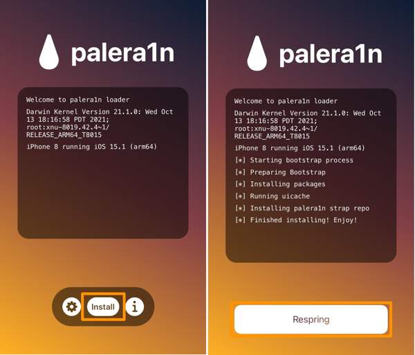 ติดตั้ง Palera1n