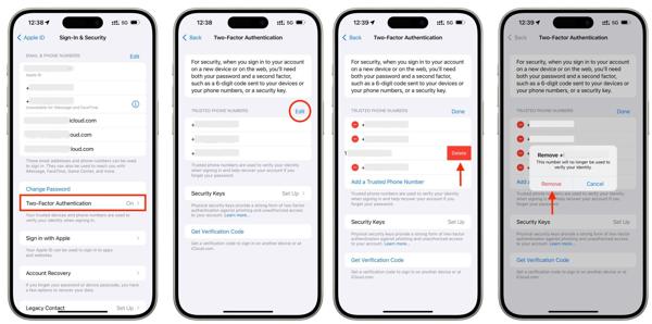 删除 iPhone 上的受信任电话号码