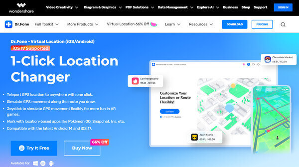 Ulasan Lokasi Virtual Drfone iMoveGo