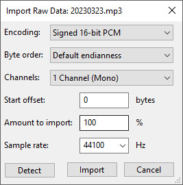 Audacity importkészlet