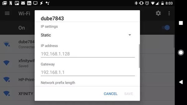 Změňte ip Android