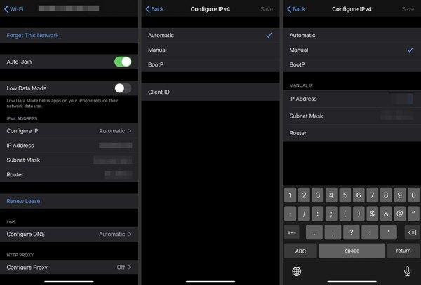 Changer l'adresse IP de l'iPhone Manuel