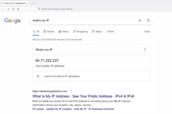 Google Jaká je moje IP