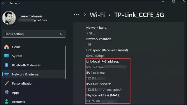 Nastavení IP PC
