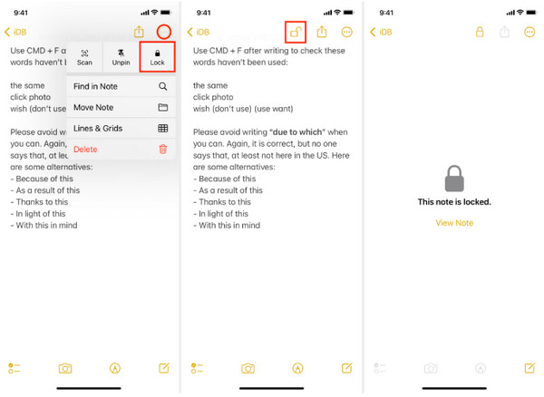 鎖定筆記 iOS 16 更高版本