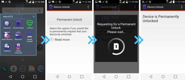กระบวนการปลดล็อคแอป Metropcs Device Unlock
