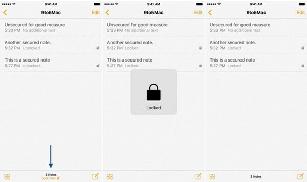 重新鎖定所有筆記 iOS 15 早期版本