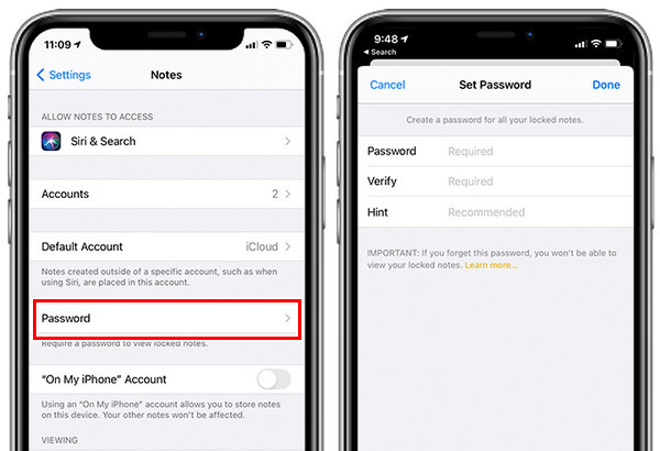 設定 Notes 密碼 IOS 15 早期版本