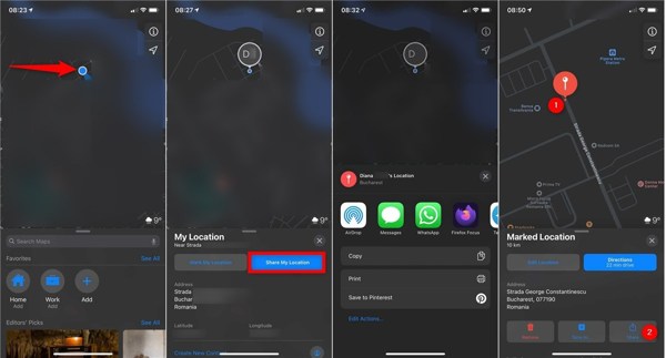 Sdílejte polohu Apple Maps