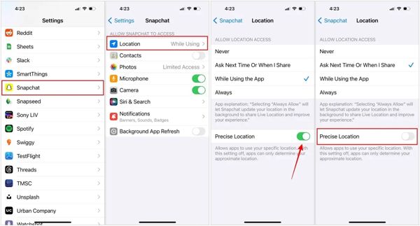 Snapchat Konum iPhone'u kapatın