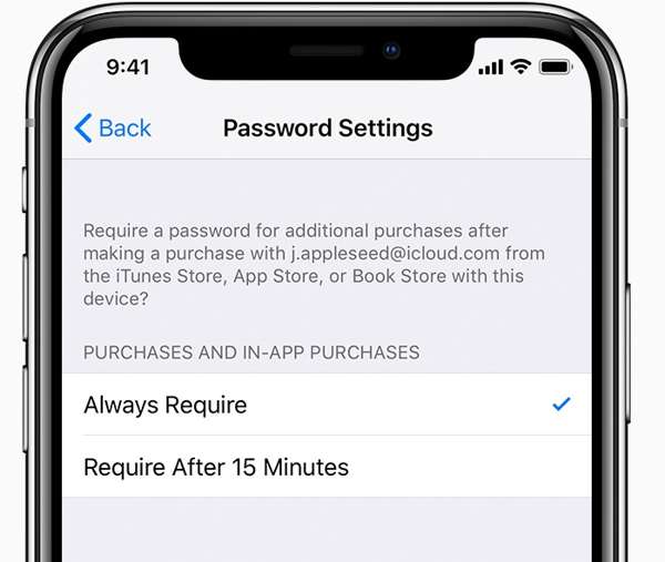 App Store passordinnstillinger
