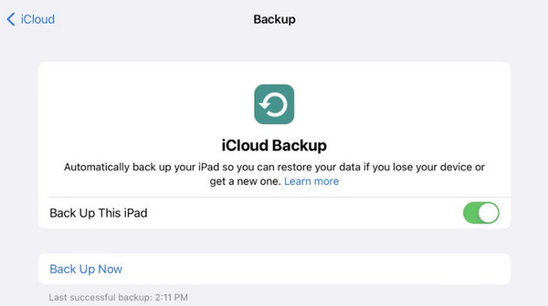 Realizar una copia de seguridad del iPad en iCloud