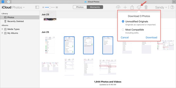 Stáhněte si iCloud Fotky online