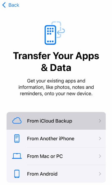 iCloud 백업에서