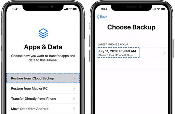 Gjenopprett fra iCloud-sikkerhetskopi
