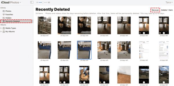 Gjenopprett bilder fra iCloud som nylig ble slettet