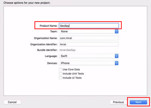 Xcode navn