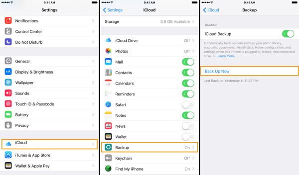 Zálohujte Icloud