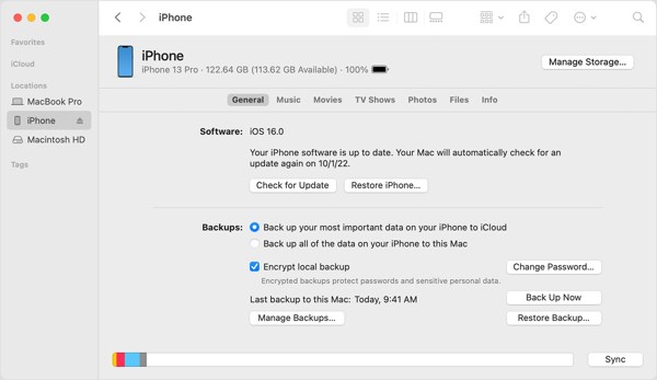 Finder Restore Backup