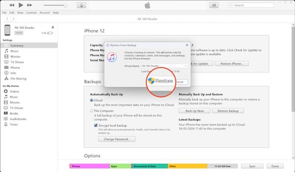 Pilih Sandaran Itunes