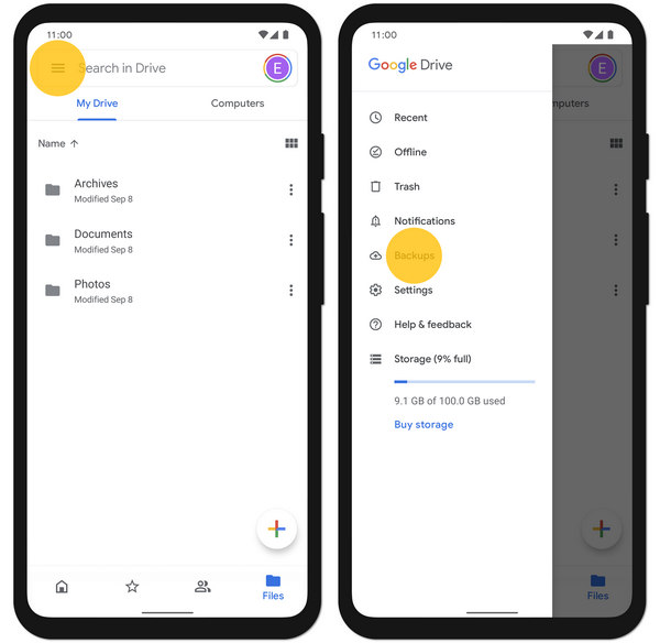 Otevřete aplikaci Disk Google