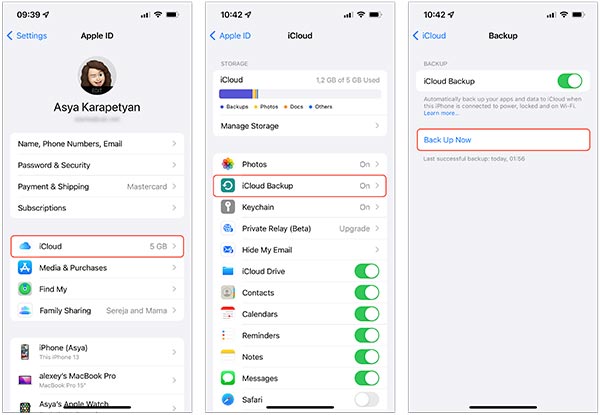 Az iPhone biztonsági mentése az iCloudba