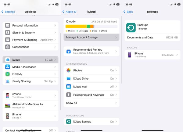 ตรวจสอบการสำรองข้อมูล iCloud