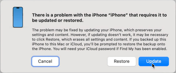Ukončete režim obnovení obnovením iTunes Finder pro iPhone