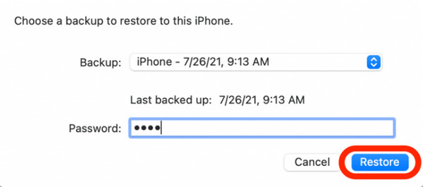 Finder Select Backup Password