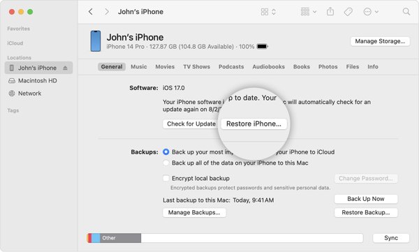 Az iPhone Fnder visszaállítása