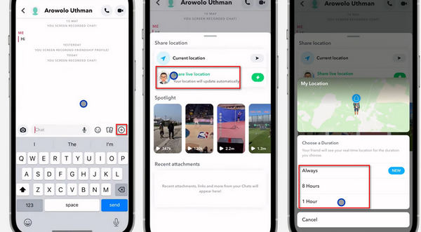 在 Snapchat 上发送实时位置