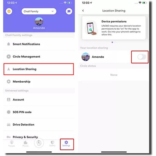 Turn Off Location Sharing in Life360