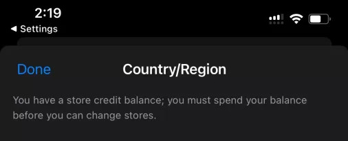 Balance Not Spend Cant Change Region