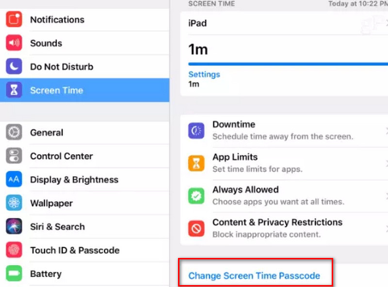 Cambiar la contraseña de Screen-Time