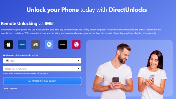 Directunlocks hoofdinterface